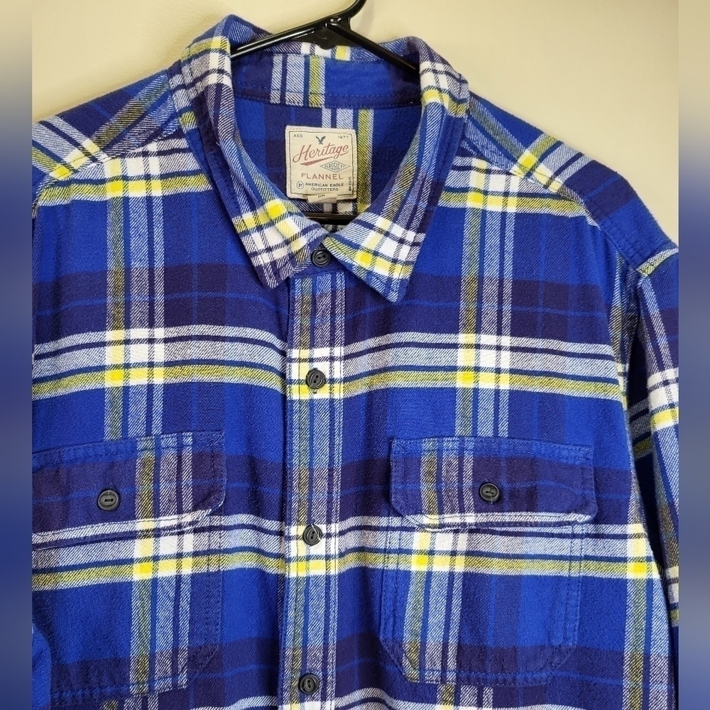 Heritage American Eagle XXL_TTG Shacket Flannel Shirt blue/white/yellow - Picture 3 of 16